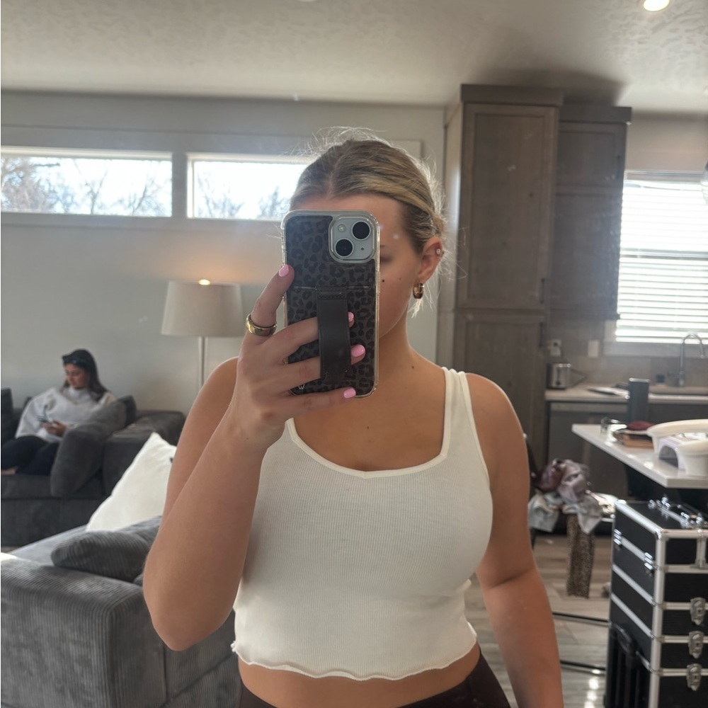 SHEIN White Ribbed Tank Top